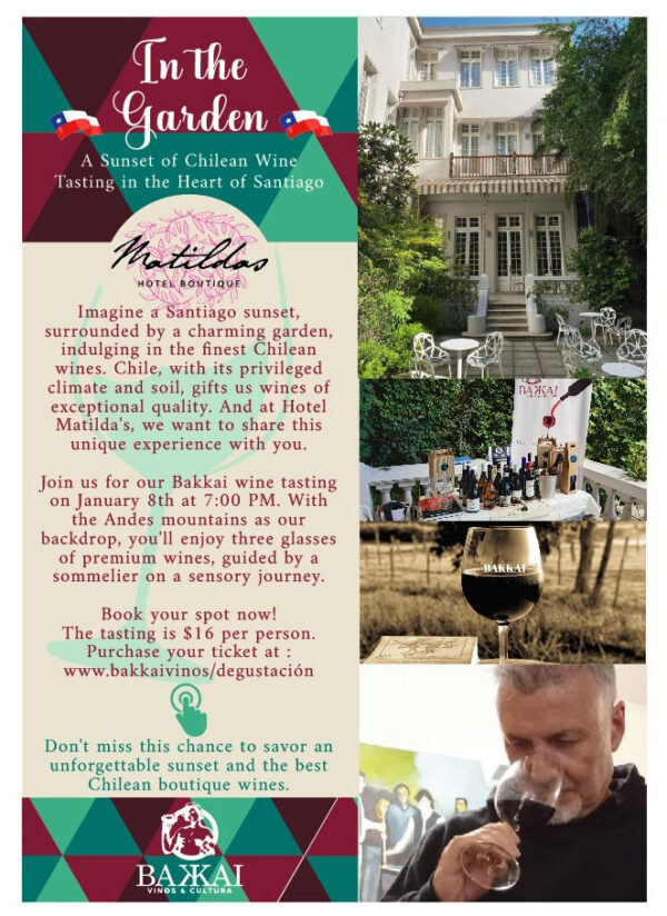 In the garden: A sunset of chilean wine tasting in the heart of Santiago