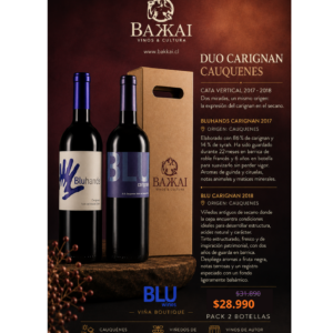 Pack Duo Carignan Cauquenes con Bluhands Carignan 2017 y BLU Carignan 2018